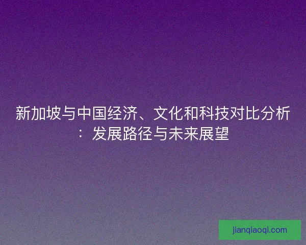 新加坡与中国经济、文化和科技对比分析：发展路径与未来展望